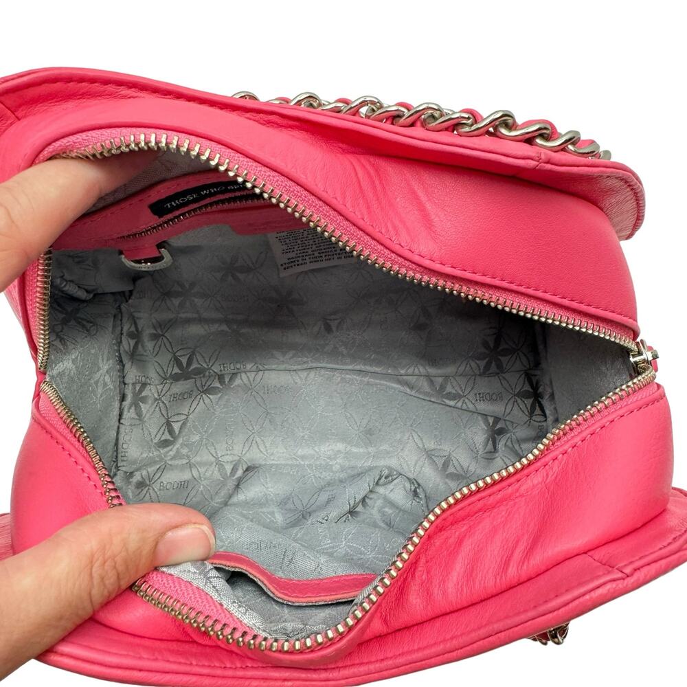 BODHI Monca Sweetheart Pink Leather Quilted Heart Chain Strap Small Bag Purse - Picture 8 of 10